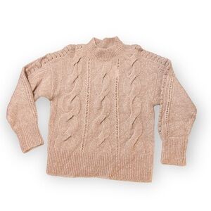 RebeccaTaylor Wool/Mohair Blend‎ Cable Knit Mock Neck  Sweater, Size M